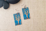 Medium Rectangle Embossed Tree Earrings