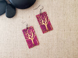 Medium Rectangle Embossed Tree Earrings