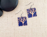 Small Square Embossed Tree Earrings
